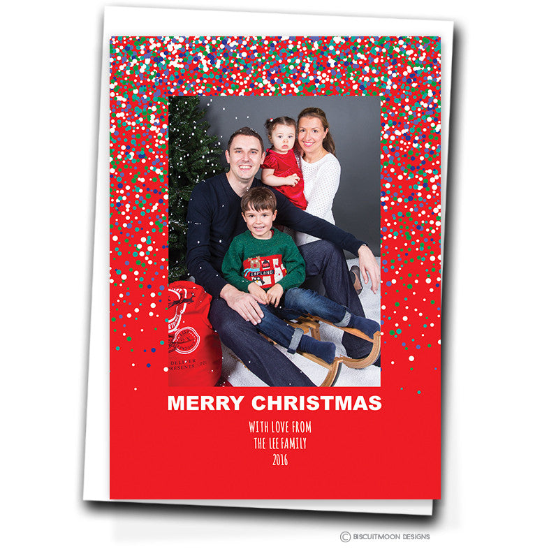 Happy Confetti Personalised Christmas Cards