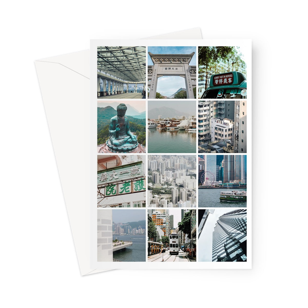 Hong Kong Photo White Tones Greeting Card