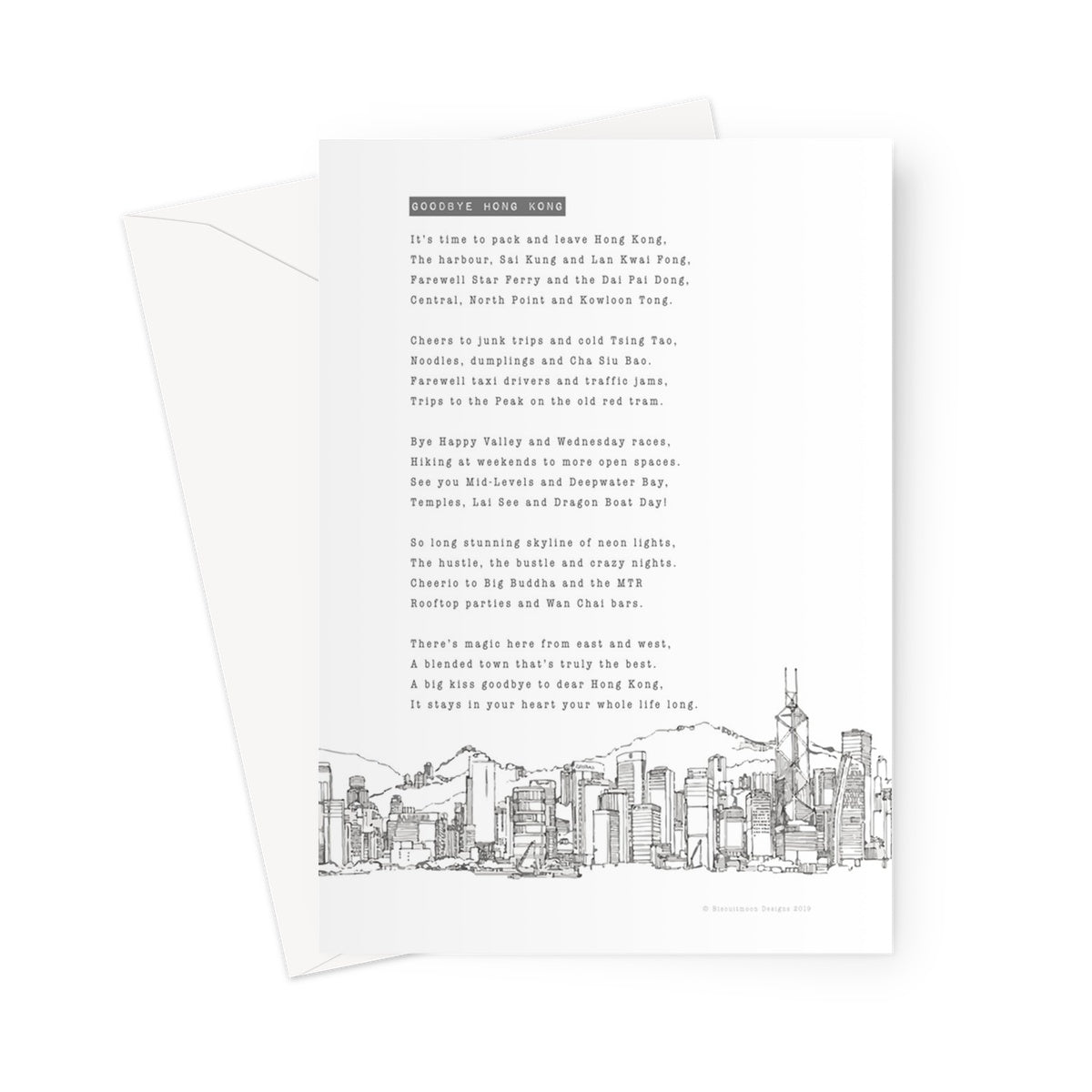 Goodbye Hong Kong (White)  Greeting Card