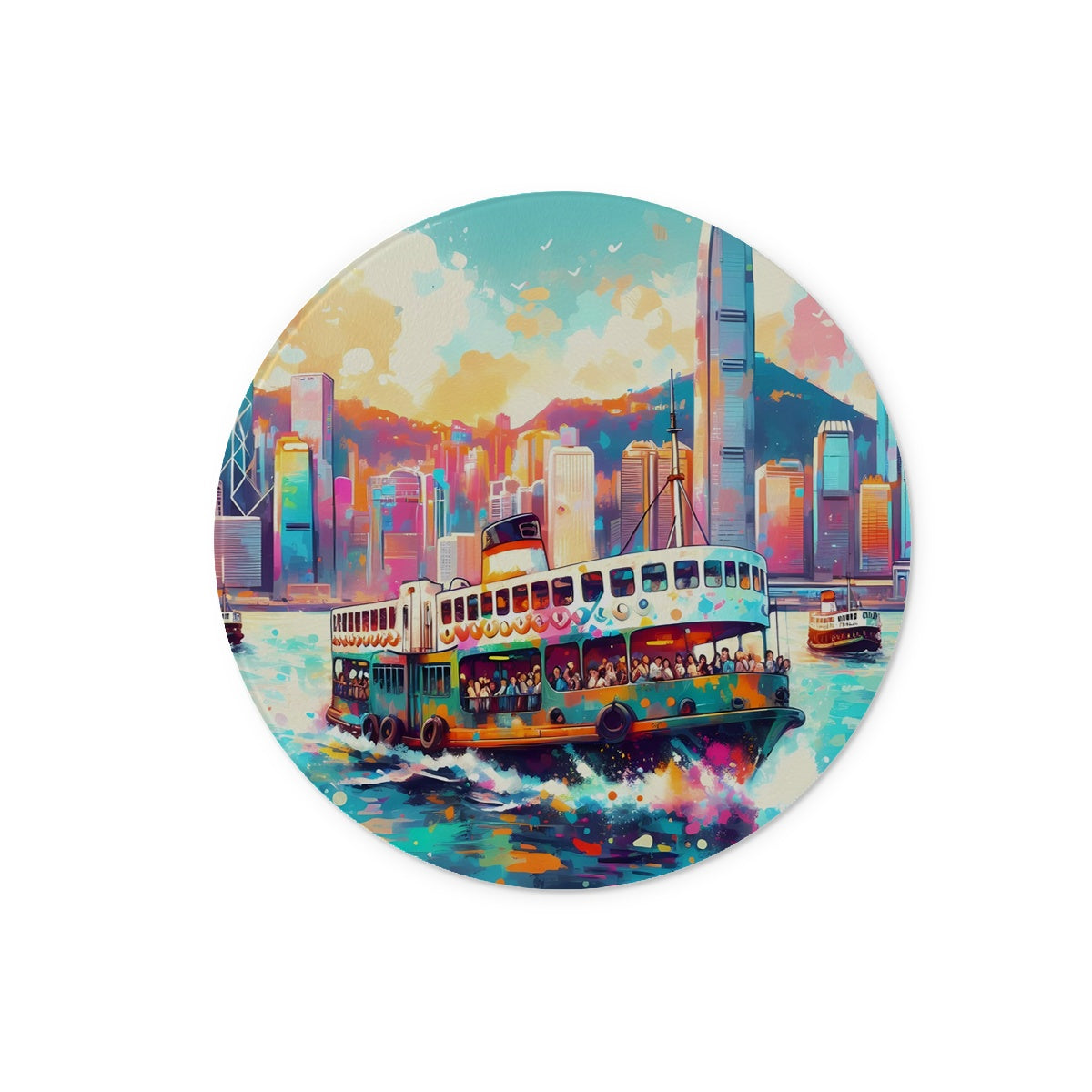 HK Rainbow Series - Star Ferry Glass Cutting / Serving Board