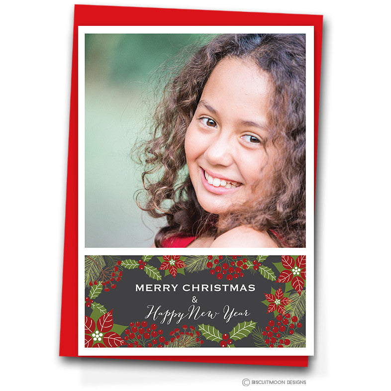 Festive Floral Personalised Christmas Cards