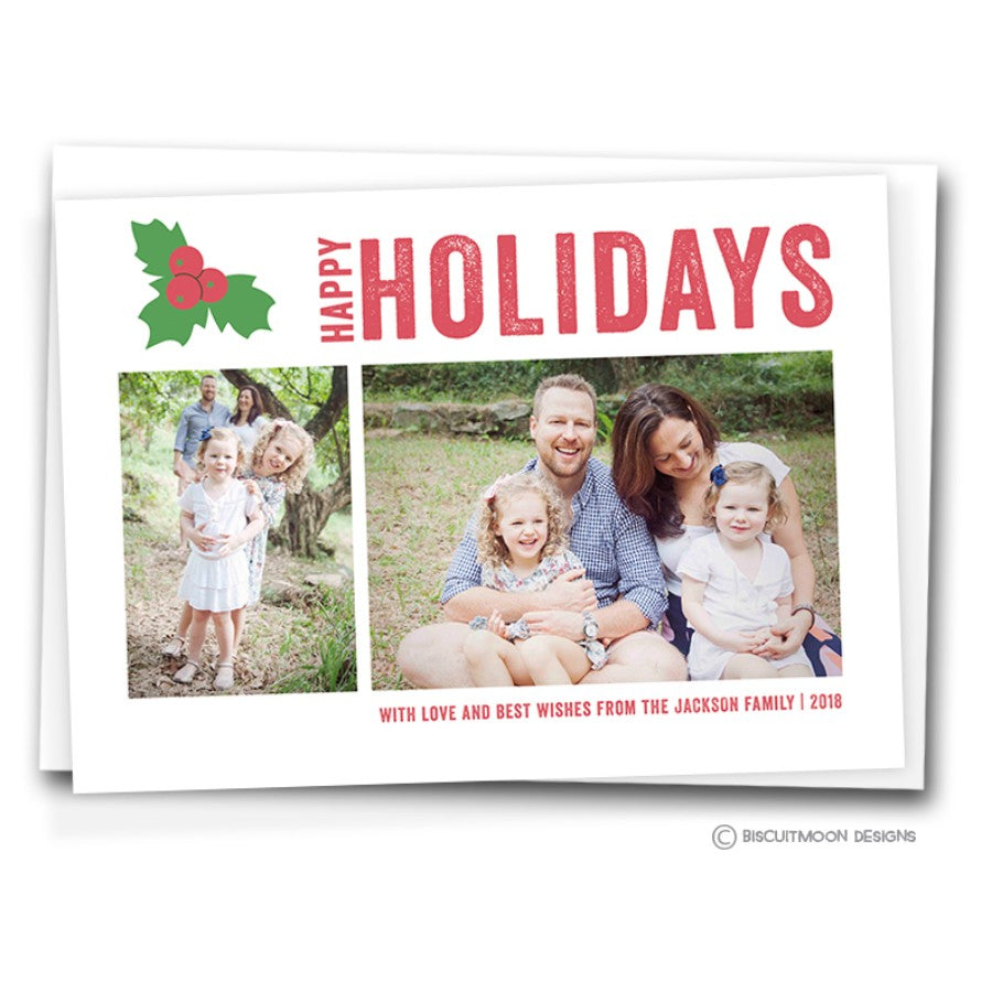 Happy Holly Personalised Christmas Cards